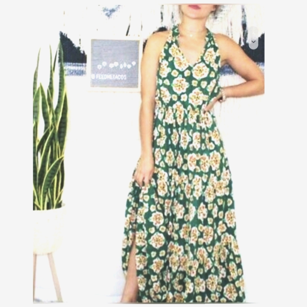 LC Lauren Conrad Green Tiered Maxi Dress